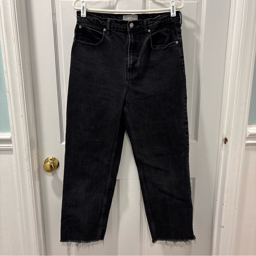 Everlane Women’s The Way High Jean Sz 30R Coal Black Raw Hem 27” Inseam Hi-Rise - Picture 3 of 8